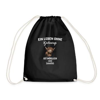 Galloway Rind I Schottland Rinderzucht Geschenk - Turnbeutel - Schwarz - Vorne