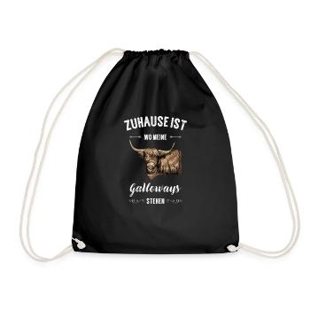Galloway Rind I Schottland Rinderzucht Geschenk - Turnbeutel - Schwarz - Vorne