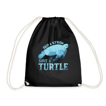 Save Turtle Save Nature Oceans Day Earth Day - Drawstring Bag - black - Front
