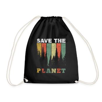 Retro Save Planet Save Nature Jour des océans Jour de la Terre - Sac de sport léger - noir - Devant
