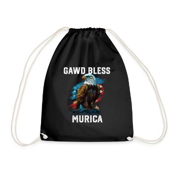 Gawd Bless Murica American Bald Eagle Funny - Drawstring Bag - black - Front