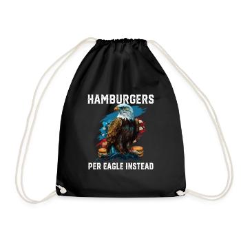Hamburgers Per Eagle Instead Patriotic USA Flag - Drawstring Bag - black - Front