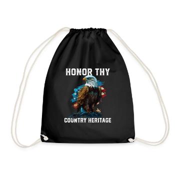 Honor Thy Country Heritage American Bald Eagle - Drawstring Bag - black - Front