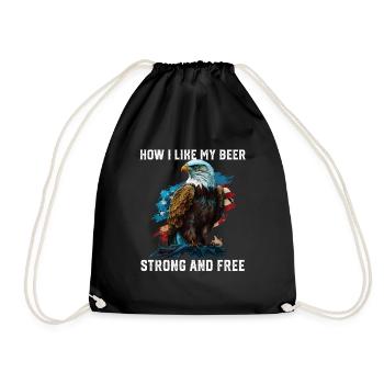 How I Like My Beer Strong And Free Alcoholic - Drawstring Bag - black - Front