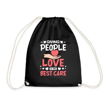 Giving people love is the best care - Drawstring Bag - black - Front