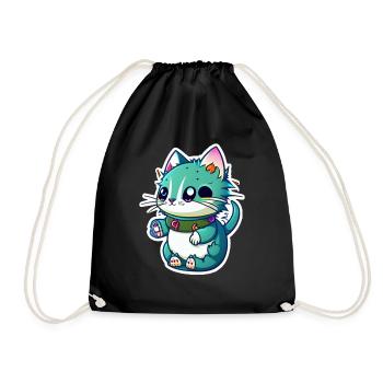 mignon petit chat kawaii - manga - Sac de sport léger - noir - Devant