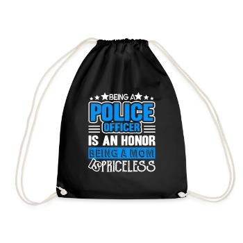 Police Officer Being A Mom Is Priceless - Drawstring Bag - black - Front