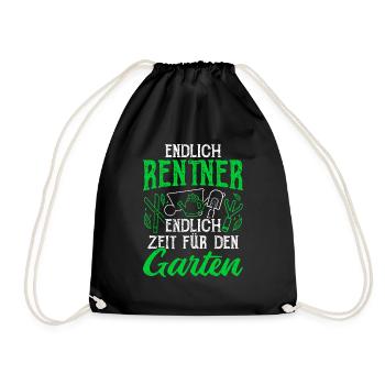 Endlich Rentner! Endlich Zeit Für Den Garten Garte - Turnbeutel - Schwarz - Vorne