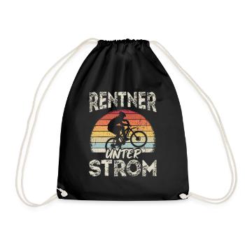 Rentner Ruhestand Fahrrad E-Bike Geschenk Pension - Turnbeutel - Schwarz - Vorne