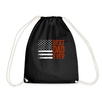 Best father ever with American - Drawstring Bag - black - Front