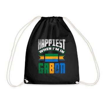 Gabonese Gabon Gabonese Flag Happiest When Im In - Drawstring Bag - black - Front