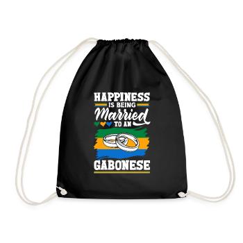 Gabonese Gabon Flag Happiness Is Being Married To - Drawstring Bag - black - Front