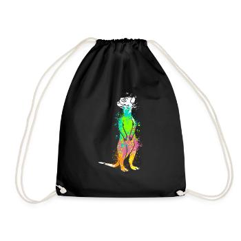 Splash Art Surikate Meerkats - Drawstring Bag - black - Front