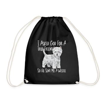 West Highland White Terrier Westie - Drawstring Bag - black - Front