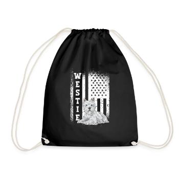 West Highland White Terrier Westie - Drawstring Bag - black - Front