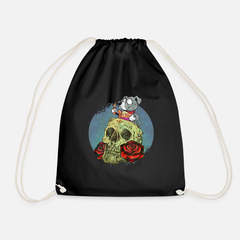 Totenkopf Design, Sugar Skull Art - Turnbeutel - Schwarz