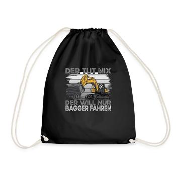 Der Will Nur Bagger Fahren - Turnbeutel - Schwarz - Vorne
