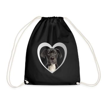 Great Dane Heart - J’aime le grand danois - Sac de sport léger - noir - Devant