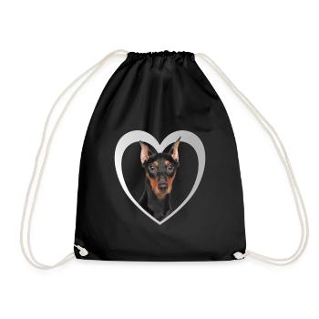 Deutscher Pinscher Herz - I Love Deutsche Pinscher - Drawstring Bag - black - Front