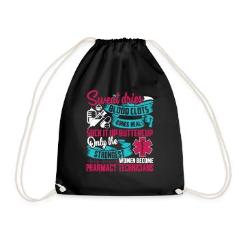 Pharmacy Technician Women Pharmacy Technician - Drawstring Bag - black - Front