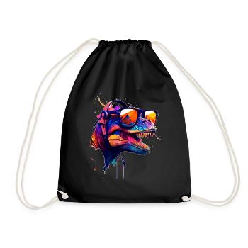 Party T-Rex couleurs vives avec des lunettes de soleil fraîches - Sac de sport léger - noir - Devant