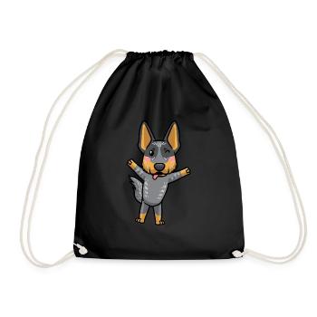 Australian Cattle Hund Blue Heeler Kawaii Emoticon - Turnbeutel - Schwarz - Vorne