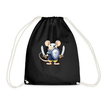 Süße Maus Kawaii Schwert Schild Ritter - Turnbeutel - Schwarz - Vorne