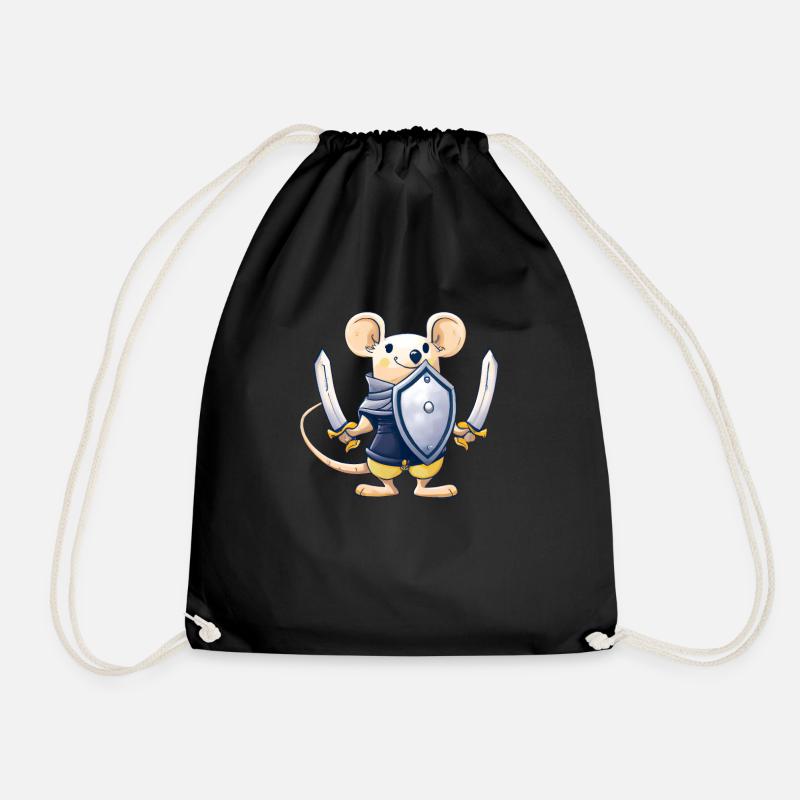 Süße Maus Kawaii Schwert Schild Ritter - Turnbeutel - Schwarz