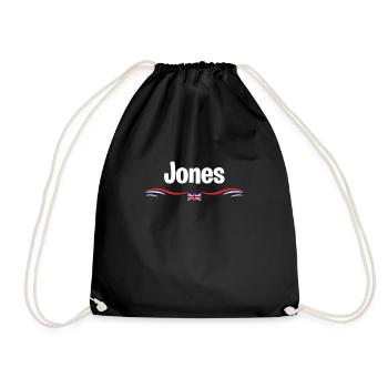 UK Flag Jones England Men British Birthday Name - Drawstring Bag - black - Front