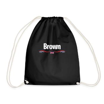 UK Flag Brown England Men British Birthday Name - Turnbeutel - Schwarz - Vorne