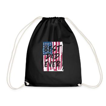 Best Father Ever with American - Drawstring Bag - black - Front