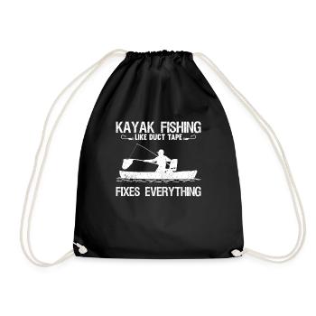 Kayak Fishing Like Duct Tape Fixes Everything - Drawstring Bag - black - Front