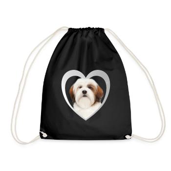 Lhasa Apso Heart - I Love Lhasa Apso - Drawstring Bag - black - Front
