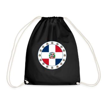 Dominican Republic Flag Medallion with Emblem - Drawstring Bag - black - Front