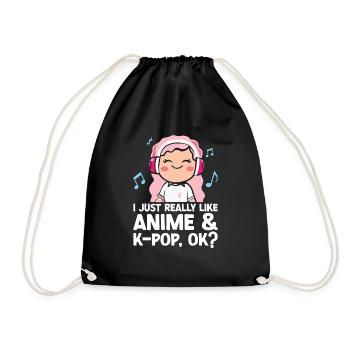 Anime & K-Pop Music Kpop Japanese Manga Otaku - Drawstring Bag - black - Front