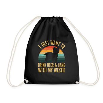 West Highland White Terrier Westie - Drawstring Bag - black - Front