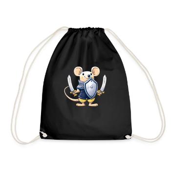 Süße Maus Kawaii Schwert Schild Ritter - Turnbeutel - Schwarz - Vorne