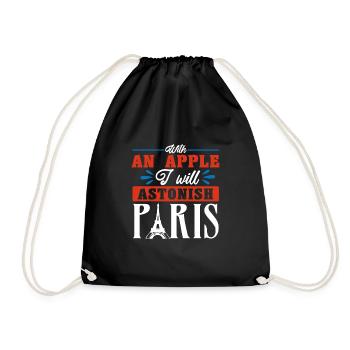 WITH AN APPLE I WILL ASTONISH PARIS - Drawstring Bag - black - Front