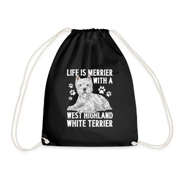 West Highland White Terrier Westie - Sac de sport léger - noir - Devant
