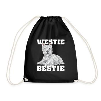 West Highland White Terrier Westie - Drawstring Bag - black - Front