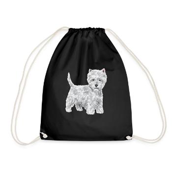 West Highland White Terrier Westie - Drawstring Bag - black - Front
