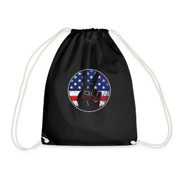 Signe patriotique de la paix et USA Stars & Stripe - Sac de sport léger - noir - Devant
