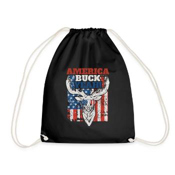 Buck yes Deer funny July 4th glasses t shirt young - Drawstring Bag - black - Front