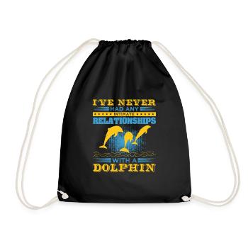 ICH HABE NOCH NIE EINE BEZIEHUNG ZU EINEM DELFIN - Turnbeutel - Schwarz - Vorne