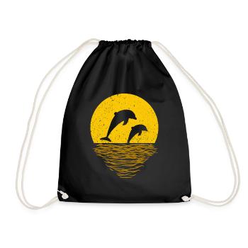 DOLPHINS PLAY - Drawstring Bag - black - Front