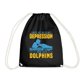DEPRESSION ICH SCHWIMME MIT DELFINEN - Turnbeutel - Schwarz - Vorne