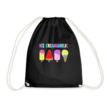 Ice Creamaholic Gelato Dessert Popsicle Gift Idea - Drawstring Bag - black - Front