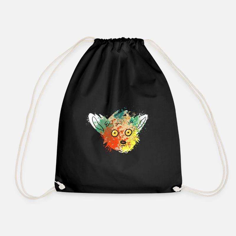 Splash Art Ringtail Maki Madagascar lemurs - Drawstring Bag - black