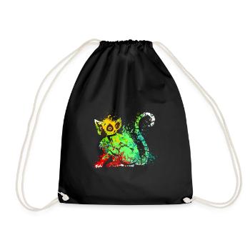 Splash Art Ringtail Maki Madagascar lémuriens - Sac de sport léger - noir - Devant