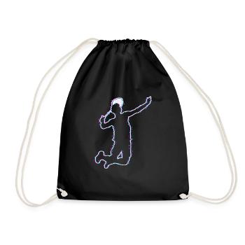 Coole Silhouette Badmintonspieler Hobbysport - Turnbeutel - Schwarz - Vorne